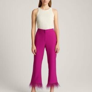 276. WAYF Magenta Feather Hem Cropped Pants